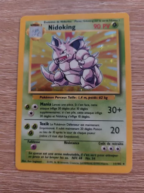 Carte Pokémon Nidoking 11/102 Edition 2 Holo Set de Base Wizards Française