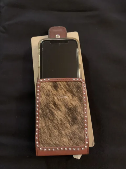 cell phone holder, belt, Western design cowhide , leather, and magnetic clasp