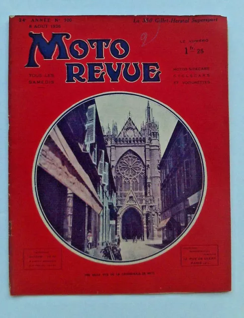 Moto Revue N°700  ; 8 aout 1936 : 350 cc Gillet Herstal supersport / DARMONT