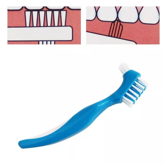 Dental Denture Brush Double Headed (Multi-Tufted and Angle-Trimmed Head)