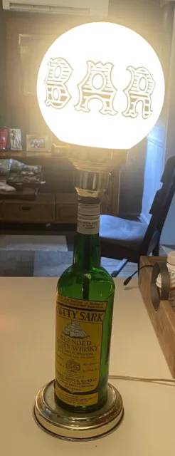 VTG Cutty Sark Blended Scots Whiskey Bottle ~Yellow Light Bar Room Lamp Man Cave
