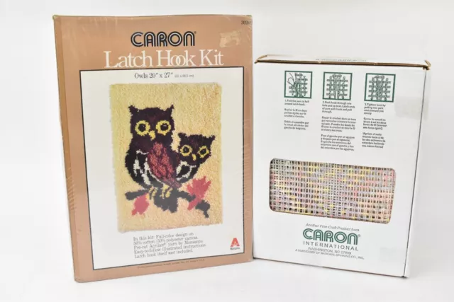 Bundle of 2 x Caron Latch Hook Kits Owls and Koala In Original Boxes WonderArt