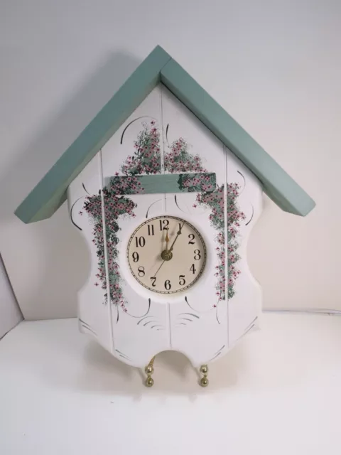 Vintage Wooden Kitchen Clock Country Kitchen Design  Works Great Wall Hanging 14