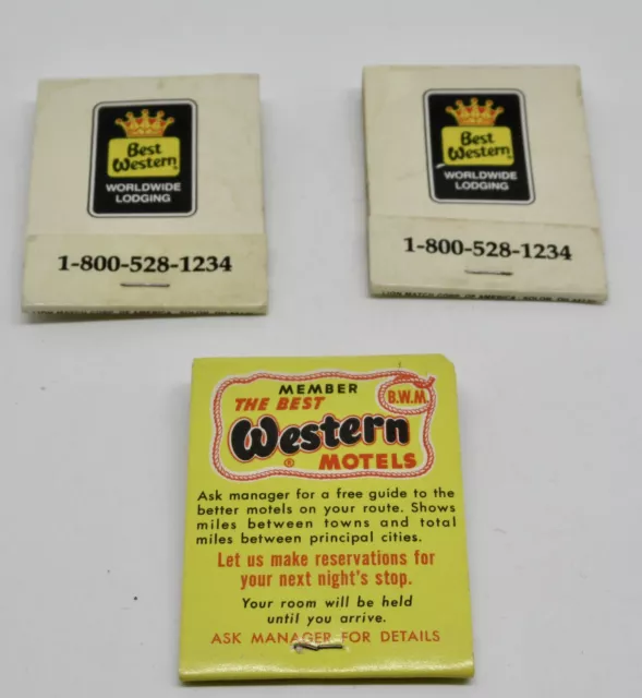 Best Western WorldWide Lodging Motels LOT of 3 FULL Matchbook's