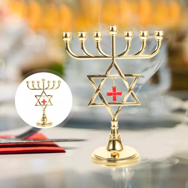 Desktop-Ornamente Kerzenhalter Mit Kreuzanhänger Israelischer Menorah Das