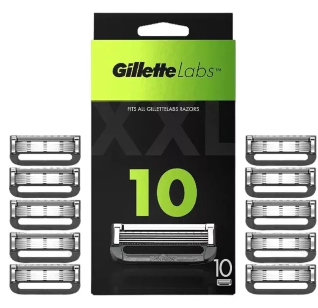 10 X Gillette Labs Razor Blade Refills Replacement Cartridges Genuine & Sealed