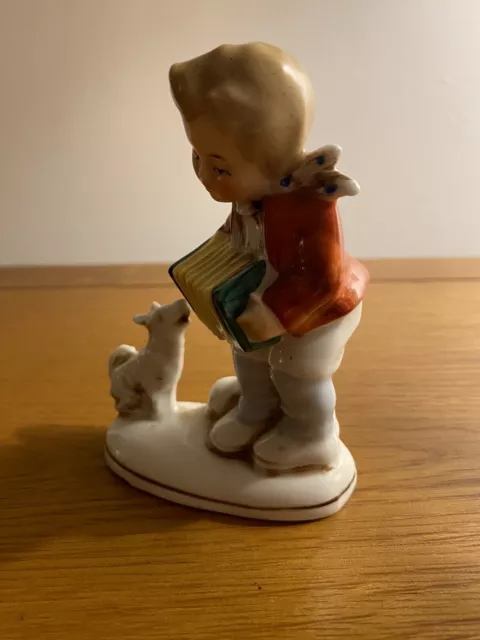 Vintage Figurine Boy Playing Concertina with Dog Made in Germany 20468 3