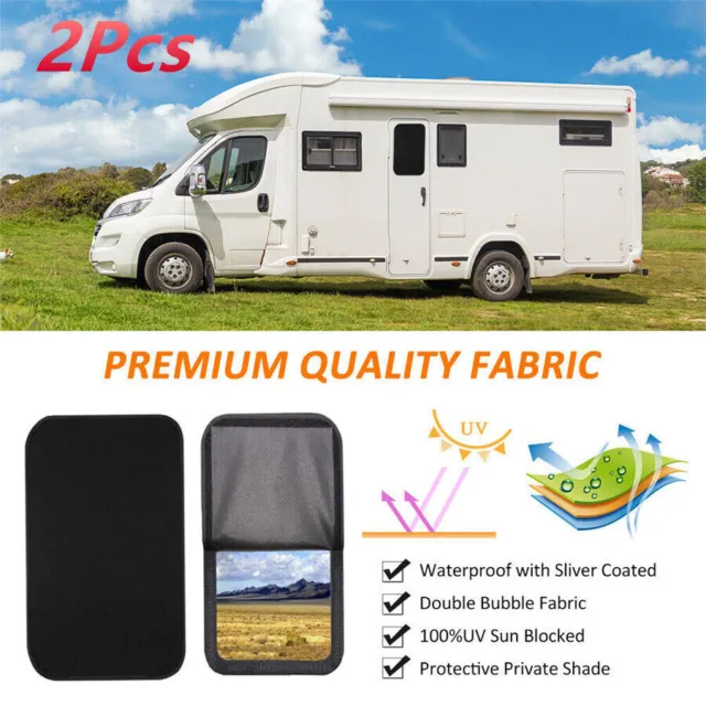 2Pcs 25x16inches RV Door Window Shade Cover Car Sunshade Windshield Shower Cover