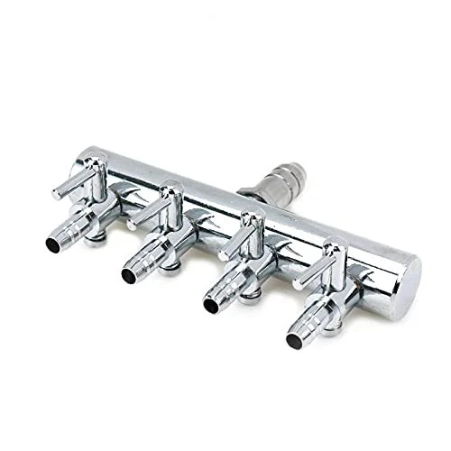 4-Way Aquarium Air Flow Control Lever Valve Chromium Copper Distributor Fish