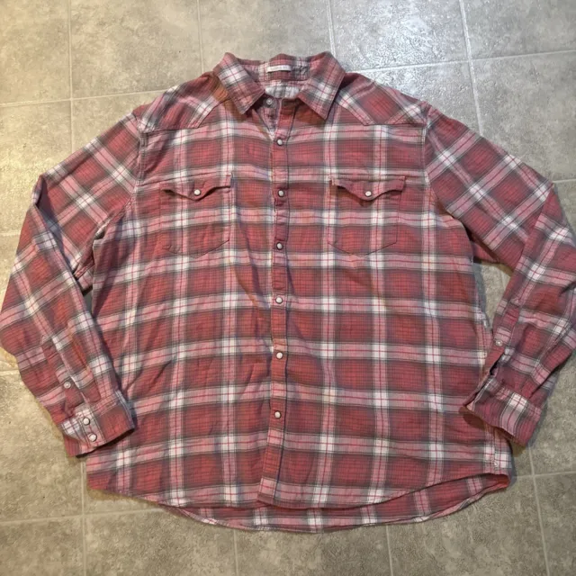 Lucky Brand Pearl Snap Flannel Shirt Women’s 2XL Classic Fit  Plaid Cotton XXL