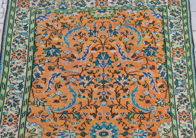 Amazing 8'x6' feet  Rustic Orange Hand made Woven Wool Rug Vines Oriental Carpet