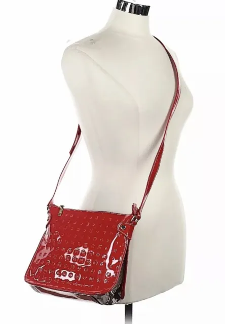 Gorgeous Arcadia Italian Crossbody RED Patent & Embossed Leather Python NWOT