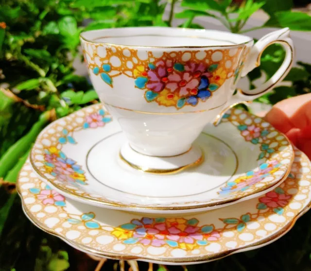 Royal Albert  hand painted tea trio 1930s VGC