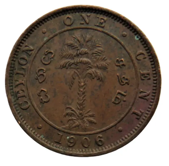 1906 King Edward VII Ceylon One Cent Coin
