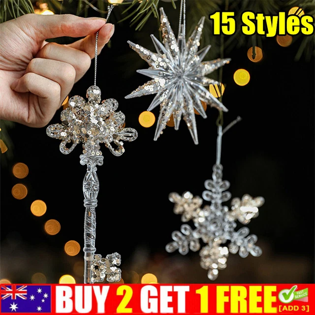 Acrylic Crystal Snowflake Pendant Hanging Christmas Tree Ornament Decor Xmas
