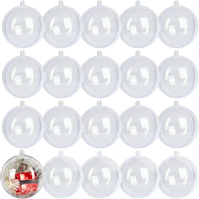 CLEAR PLASTIC FILLABLE Ornament Ball 3.15'' for Christmas Holiday