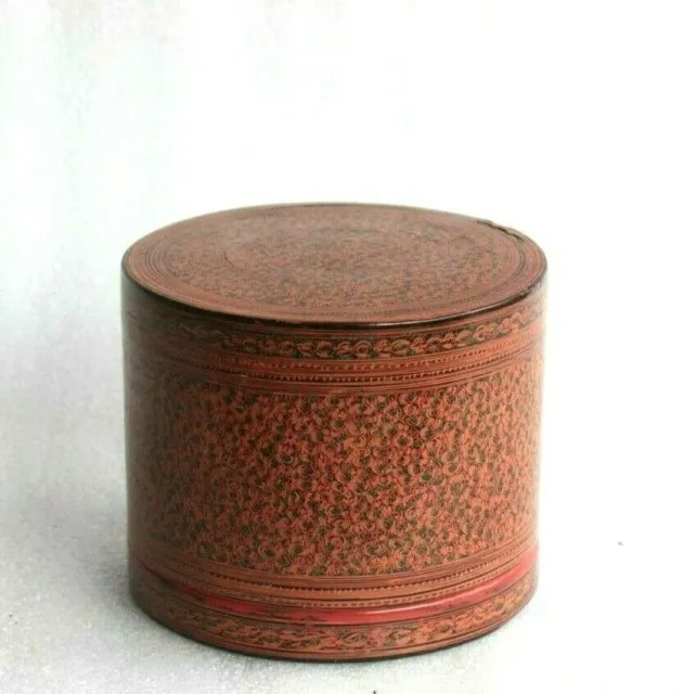 80-100 yrs old Vintage Burmese Box Cane Wood Betel Nut Jewelry Container BS-26