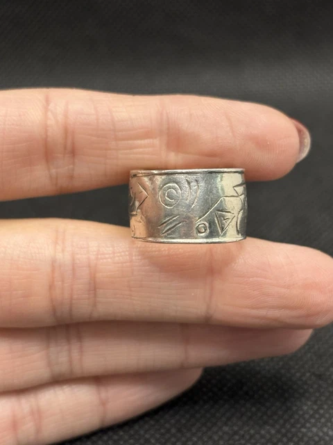 Bague Argent Massif 925 – Jonc Chevalière Style Créateur – Taille 63 – Ancienne