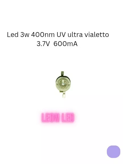 LED Ultravioletto 3W 395-400nm - UV - Per acquario 3.7V 700mA