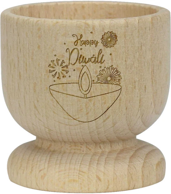 'Happy Diwali' taza de huevo de madera (EC00023710)