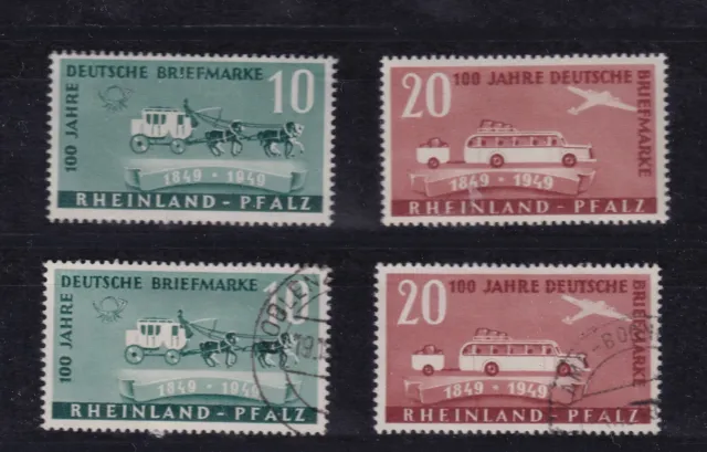 Rheinland Pfalz 49/50 **/gestempelt 100 Jahre deutsche Briefmarke, Michel 75