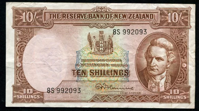 New Zealand Fleming 10 Ten Shillings Banknote