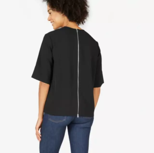 Everlane Women's Black The Japanese GoWeave Back-Zip Tee SZ 10