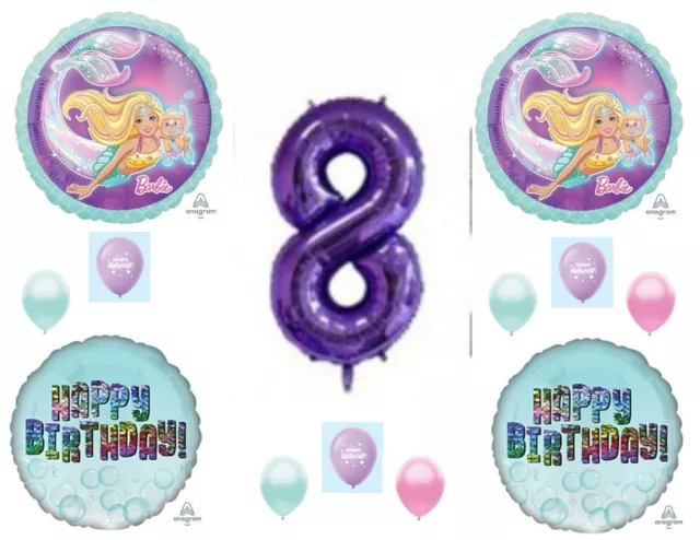 Barbie Mermaid 8th Happy Birthday Party Balloons Decoration Supplies Ocean