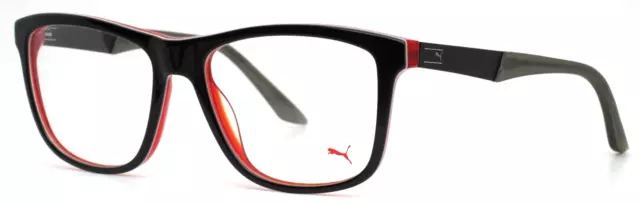 PUMA PU00750 002 Black Red Mens Square Full Rim Eyeglasses 54-17-145 B:41