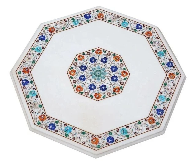 Marble Inlay Handmade Table Top, Kitchen Table, Dining Table, Coffee Table