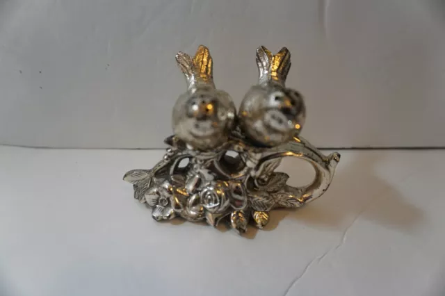 Silver Plated Birds On A Branch Salt And Pepper Shakers Vintage