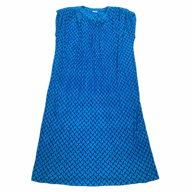 Vestido flotante sin mangas Nina Ricci | Vintage de alta gama de lujo diseñador azul de colección de colección