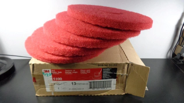 13" Full Box Of 5 Brand New ~ Unused ~ 3M Red Buffer Pads 61-5000-4491-4
