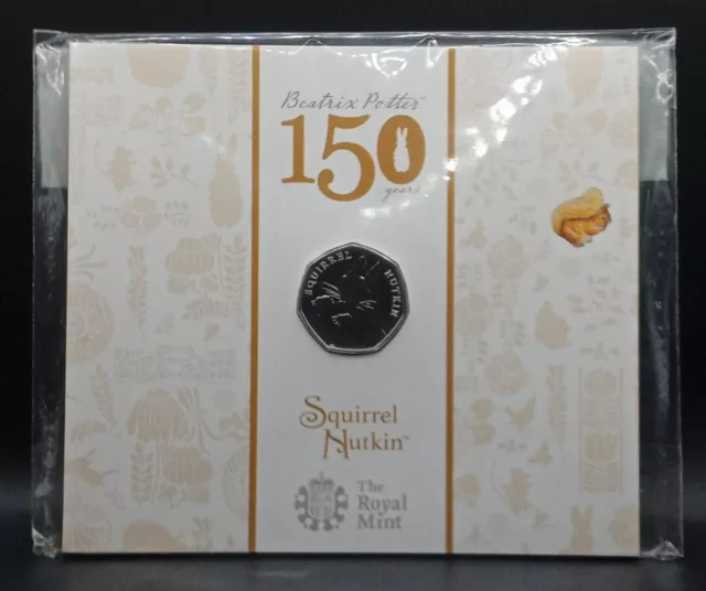 Royal Mint 2016 Beatrix Potter Squirrel Nutkin 50p Fifty Pence Coin Pack BU