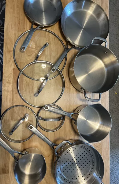KitchenAid 3-Ply Base Stainless Steel Cookware Set - 11 Pieces Silver