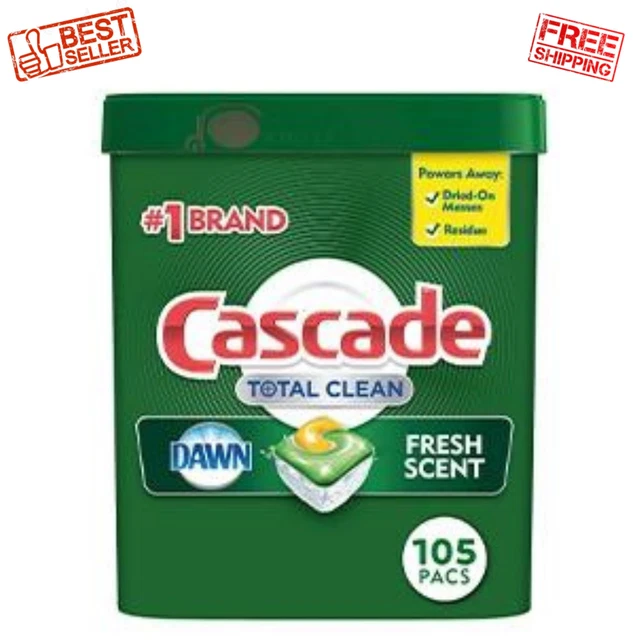 CASCADE TOTAL CLEAN ActionPacs, Dishwasher Detergent Pods, Fresh Scent