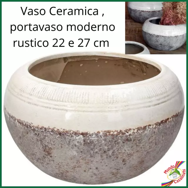 Vaso in ceramica bianco grande vintage portavaso piante porta per fiori tavola