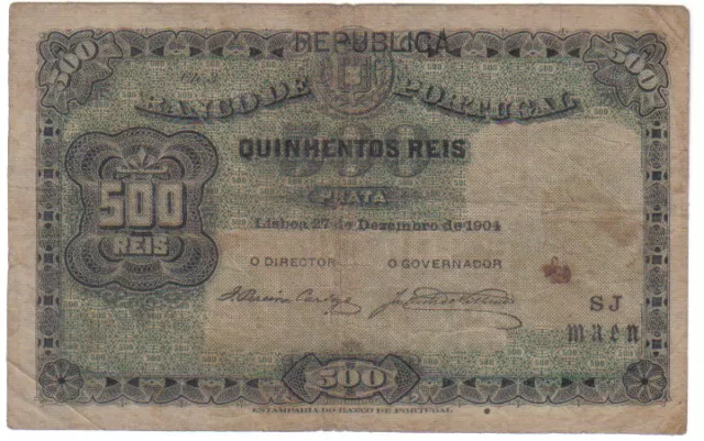 Portugal 500 Reis 1904 Pick 105 Look Scans