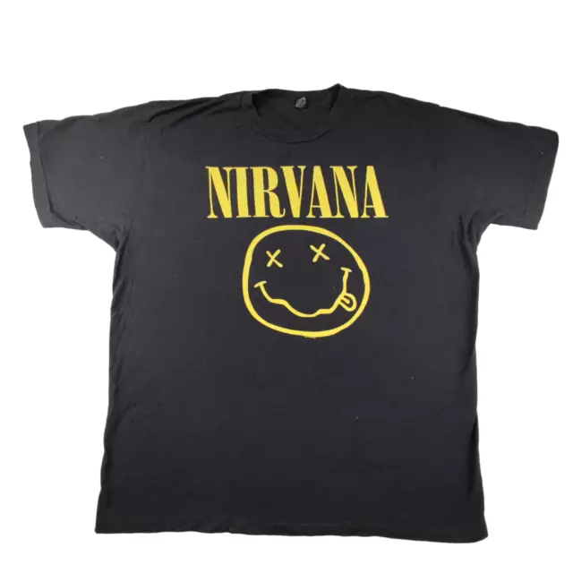 Tultex Nirvana Classic Yellow Smiley Face T Shirt Size XL Black Cotton Mexico