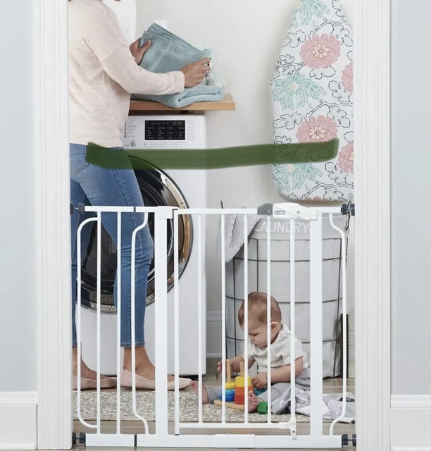 Regalo Easy Step 38.5-Inch Extra Wide Walk Thru Baby Gate, White 1160 DS