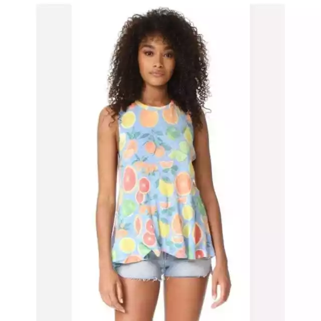 Wildfox La Rosa Citrus Print Tank Tunic Top Small Resortwear