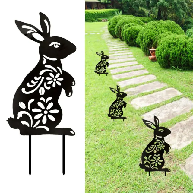 Bunny Silhouette Animal Shape Decoration Garden Stake Bunny Statue, Animal