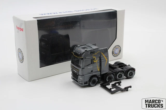 Herpa 316958 H0 Modèle Réduit De Camion MAN Tracteur Lourd GTX GX 4 Axes A Suspension Pneumatique 8x4 Blanc