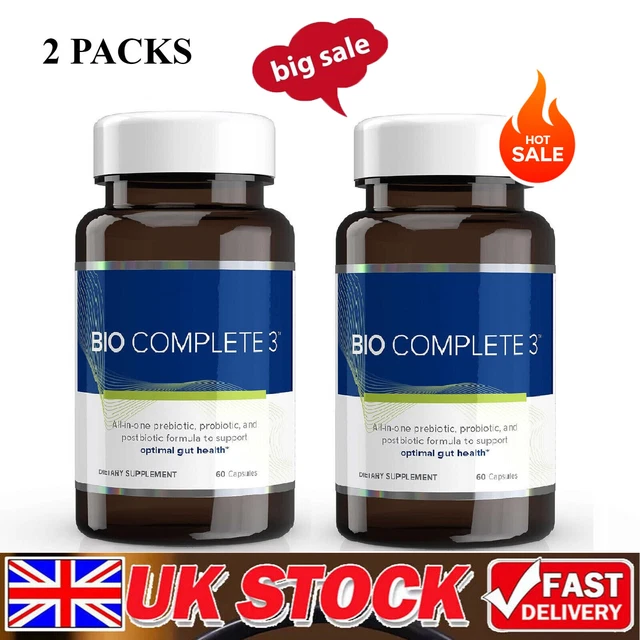BIO COMPLETE 3 Capsules Prebiotic Probiotic Postbiotic Supplement 60 ...