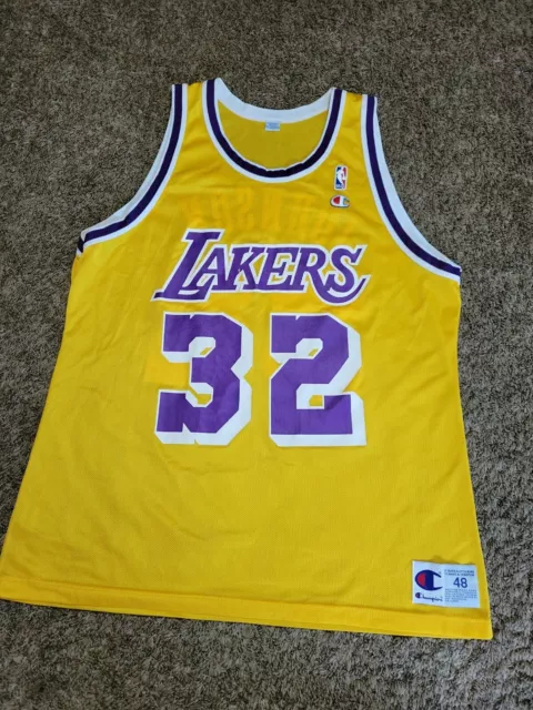 Vintage Champion Authentic Los Angeles Lakers Nick Van Exel Jersey Sz 48/XL  - ShopperBoard