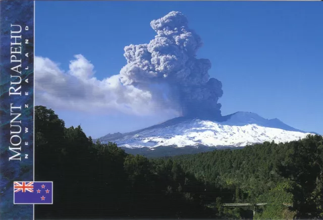 Ansichtskarte: Ausbruch des Vulkans Mount Ruapehu, Tongariro NP, Neuseeland