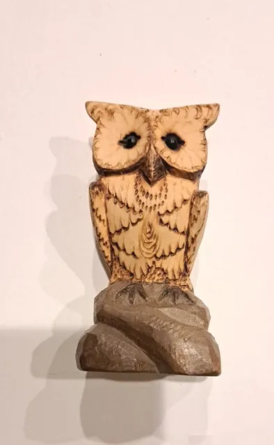 Walter Stahli Wood Hand Carved Owl 3855 Brienz Switzerland