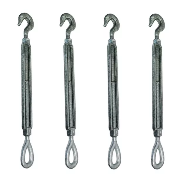 4 Pc 1/2" x 9" Hook Eye Galvanized Turnbuckle Drop Forged 1500Lb WLL Hook Eye