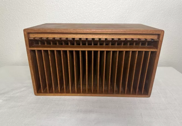 Vintage Mid Century Kalmar Designs Teak Wood 20 Slot CD Holder Made In Thailand