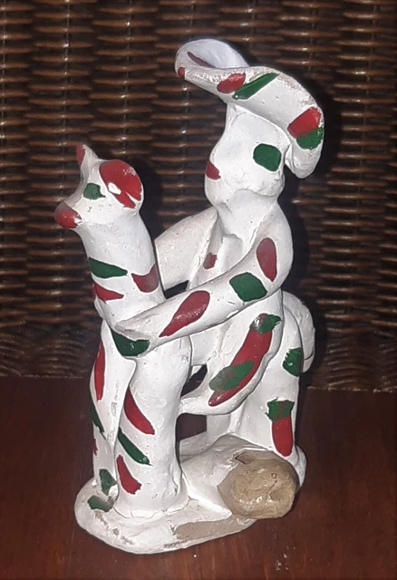 Ton Figur Pfeife Siurell Volkskunst Mallorca Spanien alt Handarbeit Unikat 10 cm